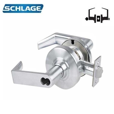 Schlage ND Series Lever Locks, Grade 1 Entrance/Office Lock, Rhodes Lever, SFIC Prep Less Core, Satin Chrome SCH-ND50BD-RHO-626